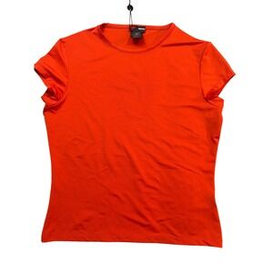 VTG Versace Sport Womens Red Perforated Medusa Logo T-Shirt XL Made in Italy NEW